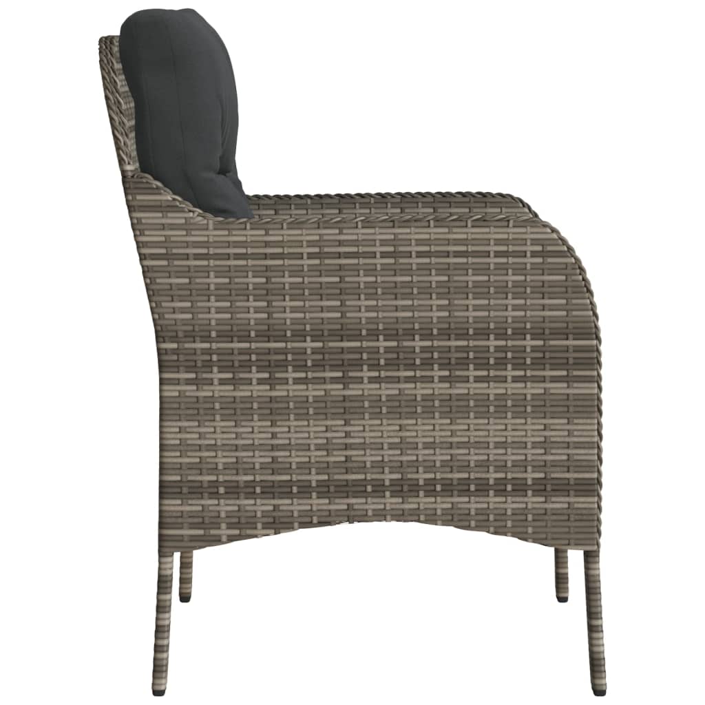 havestole med hynder 2 stk. polyrattan grå