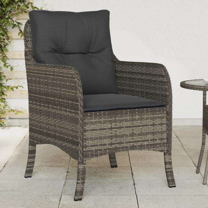 havestole med hynder 2 stk. polyrattan grå