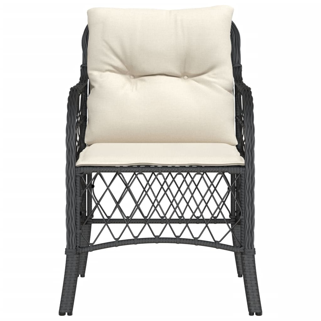 havestole med hynder 2 stk. polyrattan sort