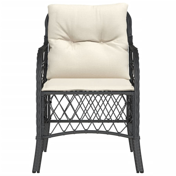 havestole med hynder 2 stk. polyrattan sort