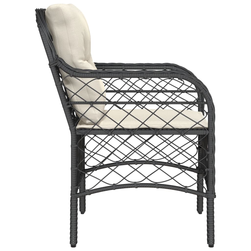 havestole med hynder 2 stk. polyrattan sort