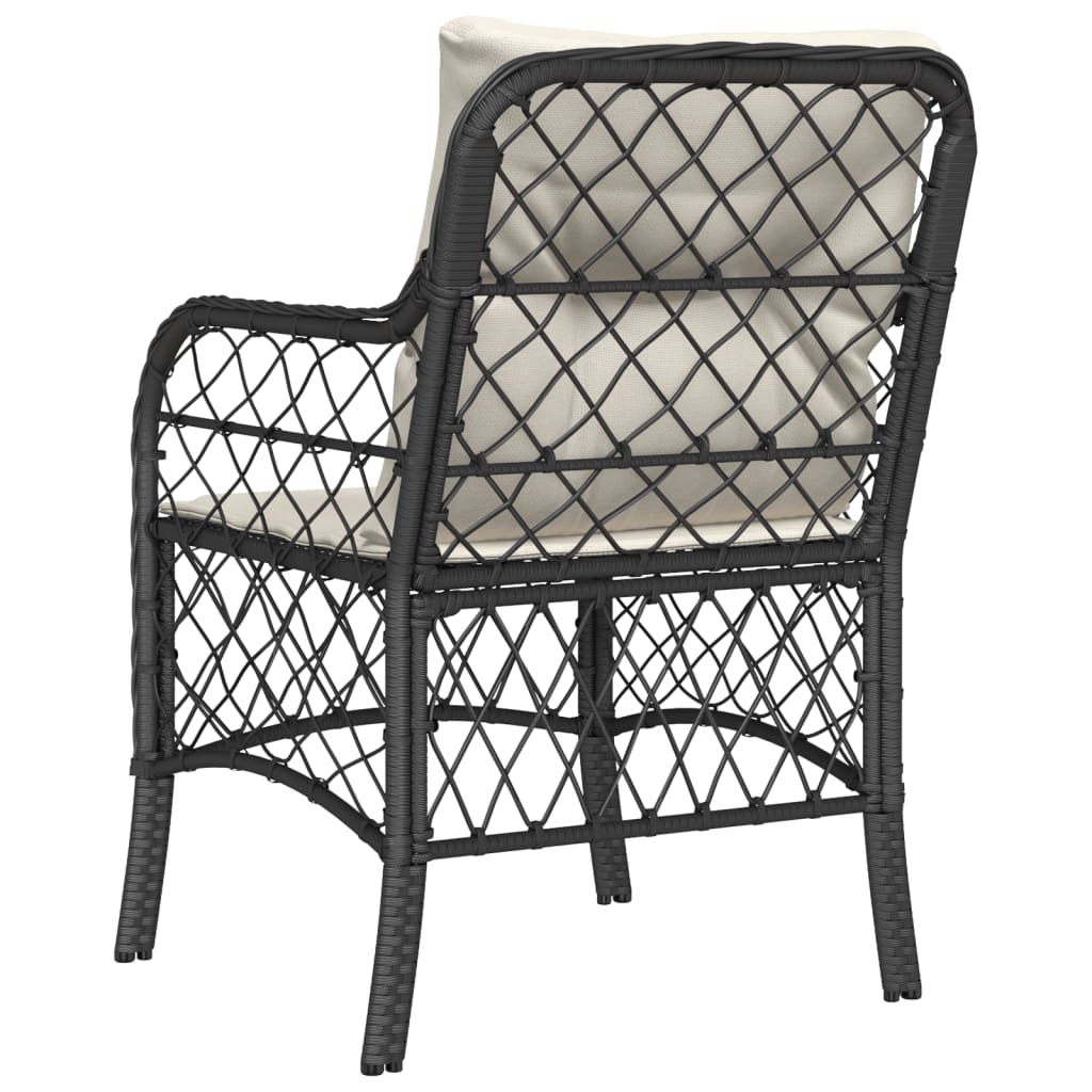 havestole med hynder 2 stk. polyrattan sort