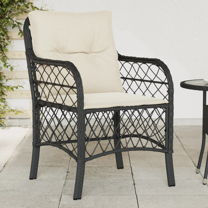 havestole med hynder 2 stk. polyrattan sort