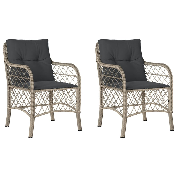 havestole 2 stk. med hynder polyrattan lysegrå