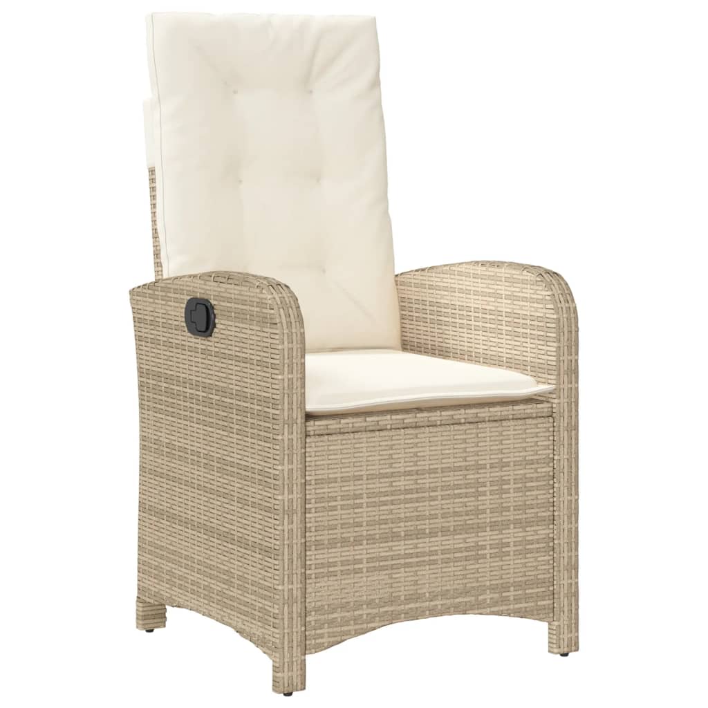 havestol med lænefunktion og hynder polyrattan beige
