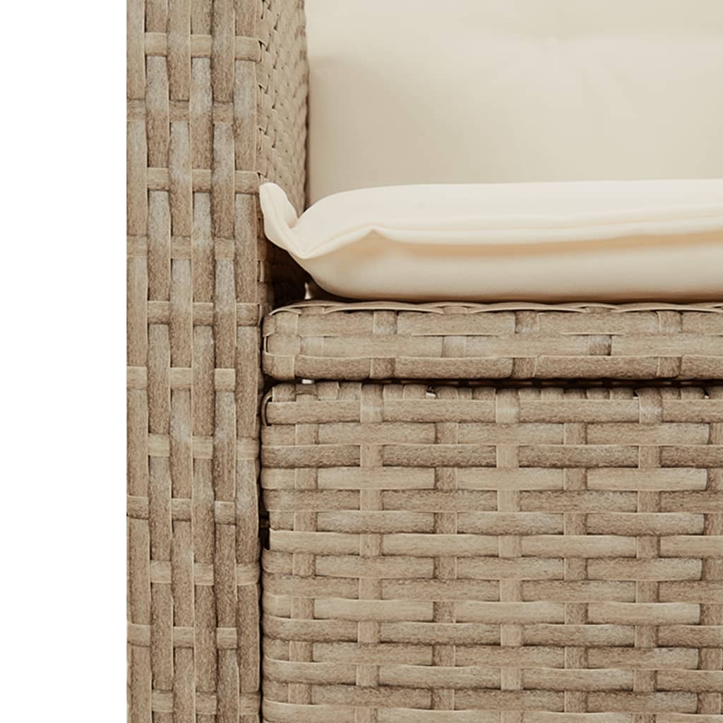 havestol med lænefunktion og hynder polyrattan beige