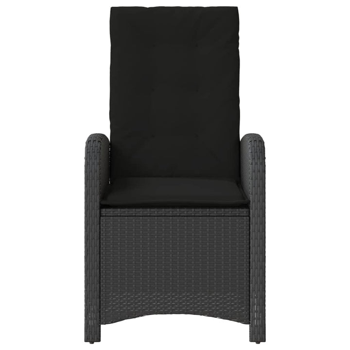 havestole med hynder 2 stk. justerbart ryglæn polyrattan sort
