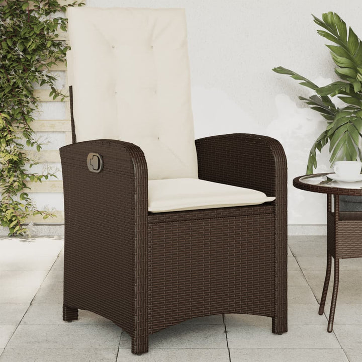 havestole 2 stk. med lænefunktion og hynder polyrattan brun