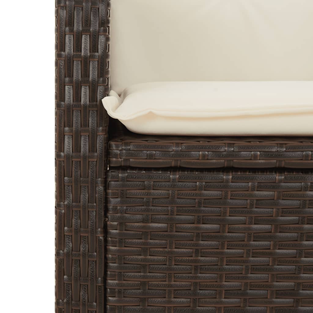 havestole 2 stk. med lænefunktion og hynder polyrattan brun