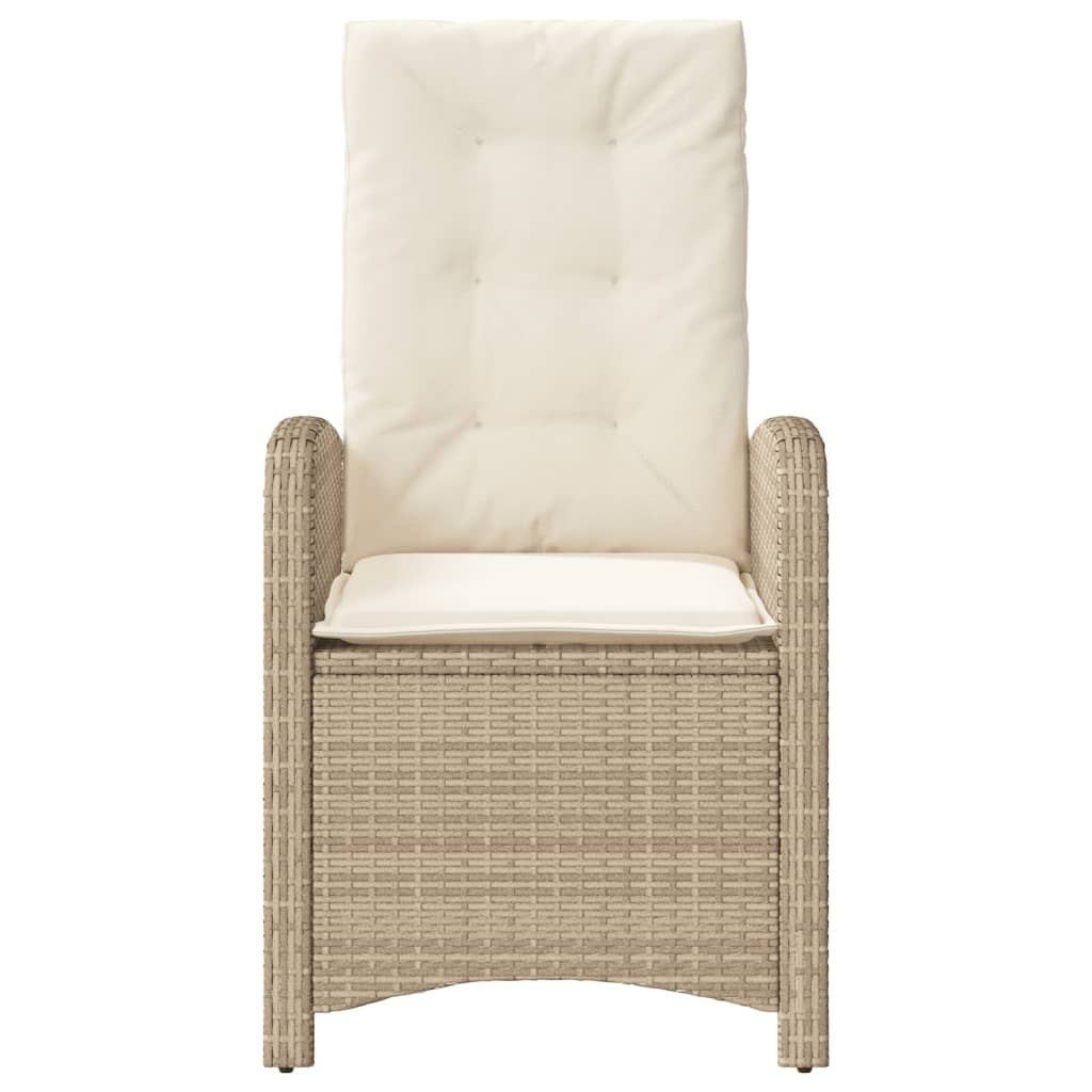 havestole 2 stk. med lænefunktion og hynder polyrattan beige