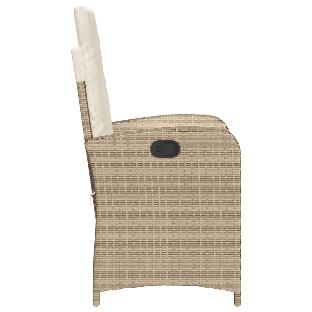 havestole 2 stk. med lænefunktion og hynder polyrattan beige