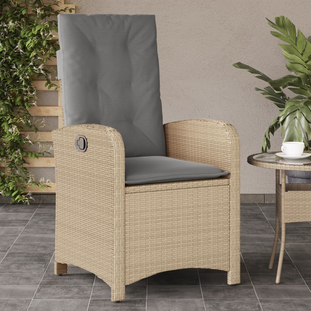 havestole 2 stk. lænefunktion + hynder polyrattan blandet beige