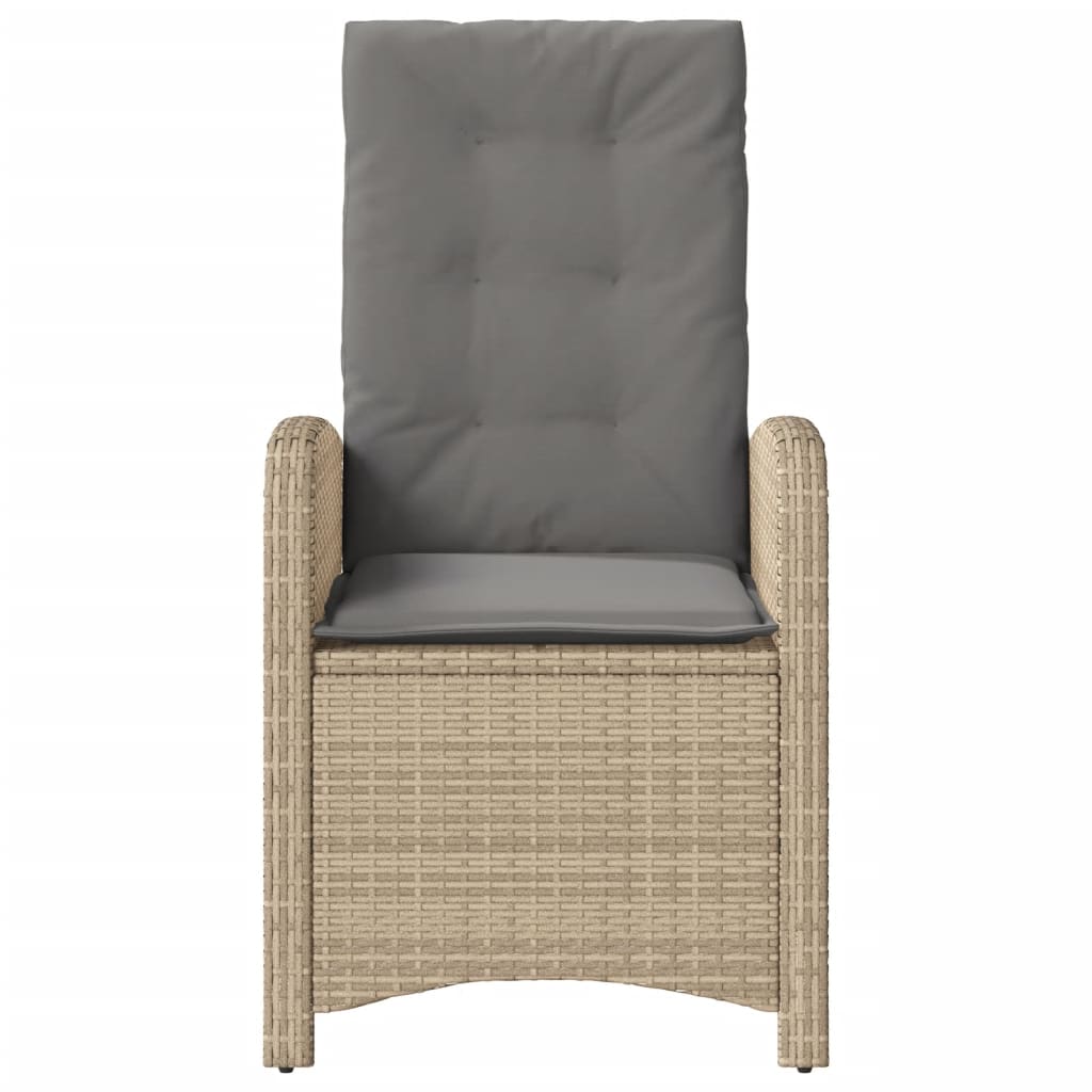 havestole 2 stk. lænefunktion + hynder polyrattan blandet beige