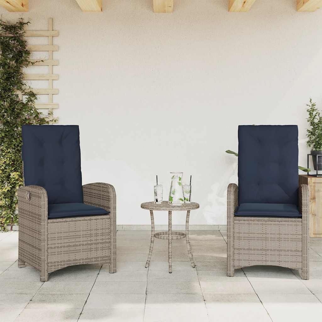 havelænestole 2 stk. med hynder polyrattan grå