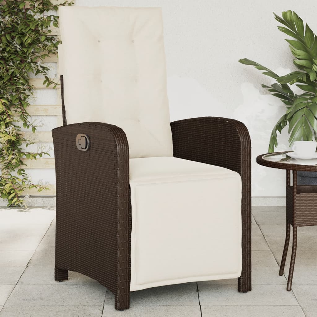 havestol med lænefunktion og fodstøtte polyrattan brun
