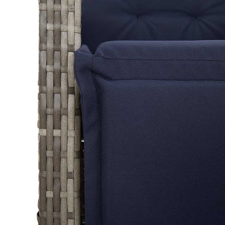 havestol med justerbart ryglæn og fodstøtte polyrattan grå