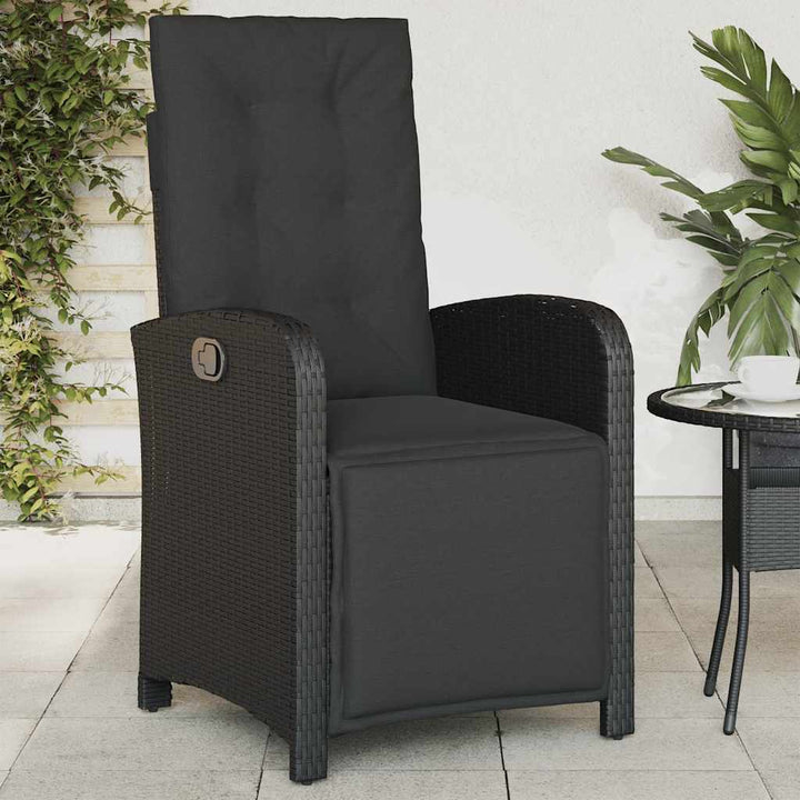 havestole 2 stk. med lænefunktion og fodstøtte polyrattan sort