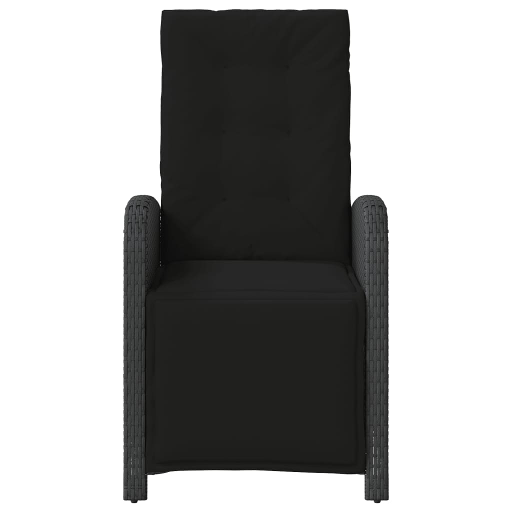 havestole 2 stk. med lænefunktion og fodstøtte polyrattan sort