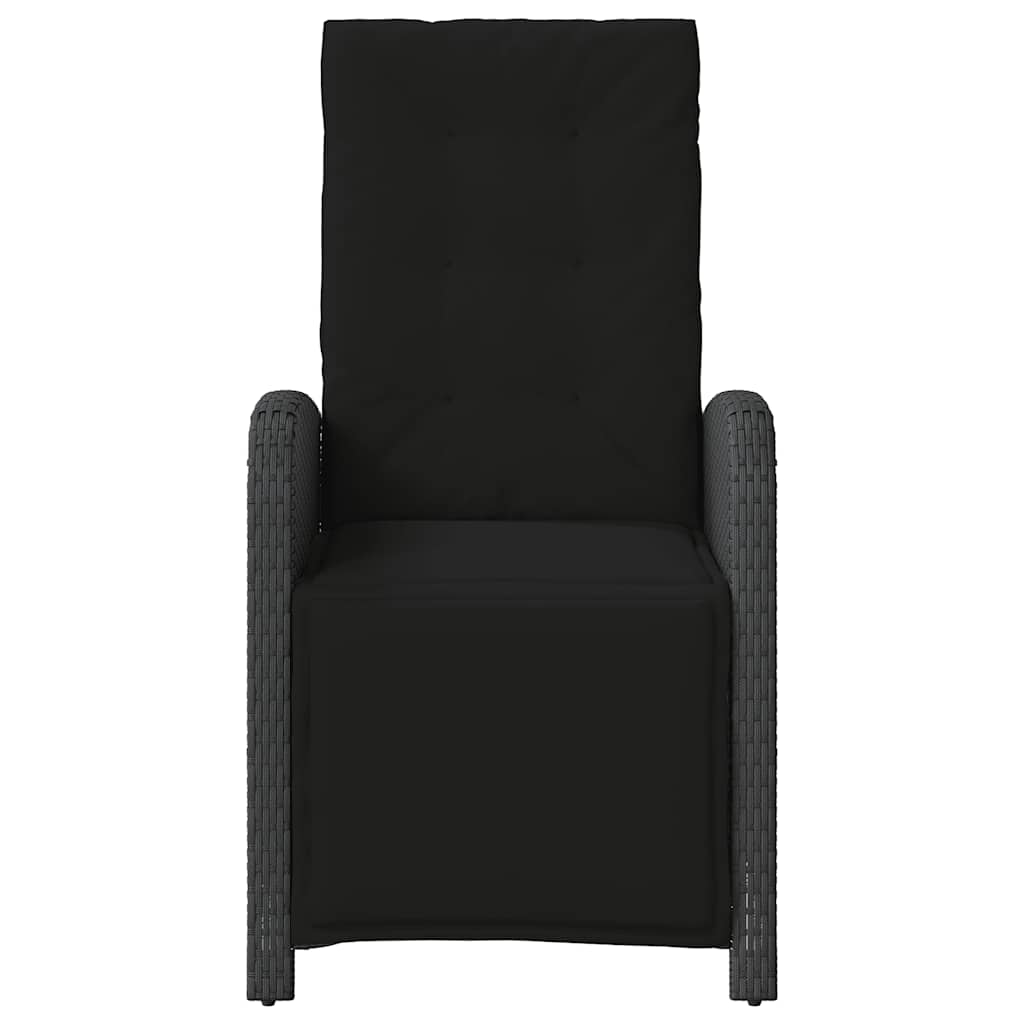havestole 2 stk. med lænefunktion og fodstøtte polyrattan sort