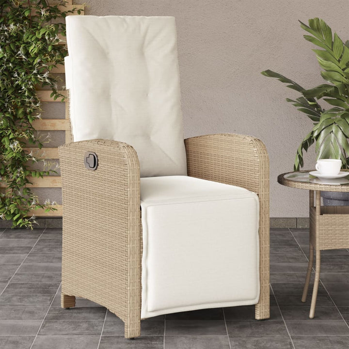 havestole 2 stk. med lænefunktion og fodstøtte polyrattan beige