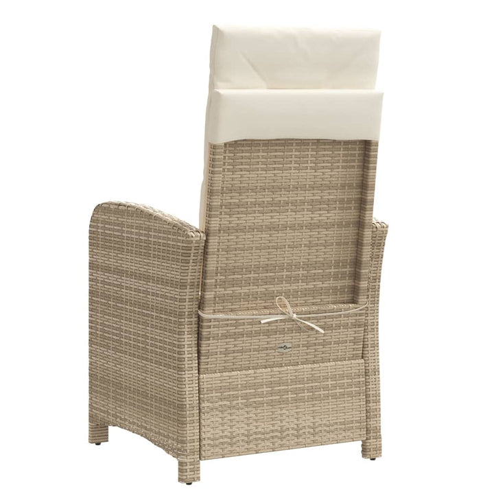 havestole 2 stk. med lænefunktion og fodstøtte polyrattan beige