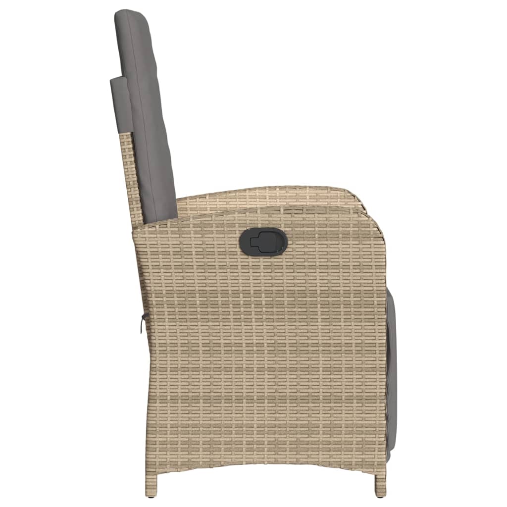 havestole 2 stk. lænefunktion og fodstøtte polyrattan beige