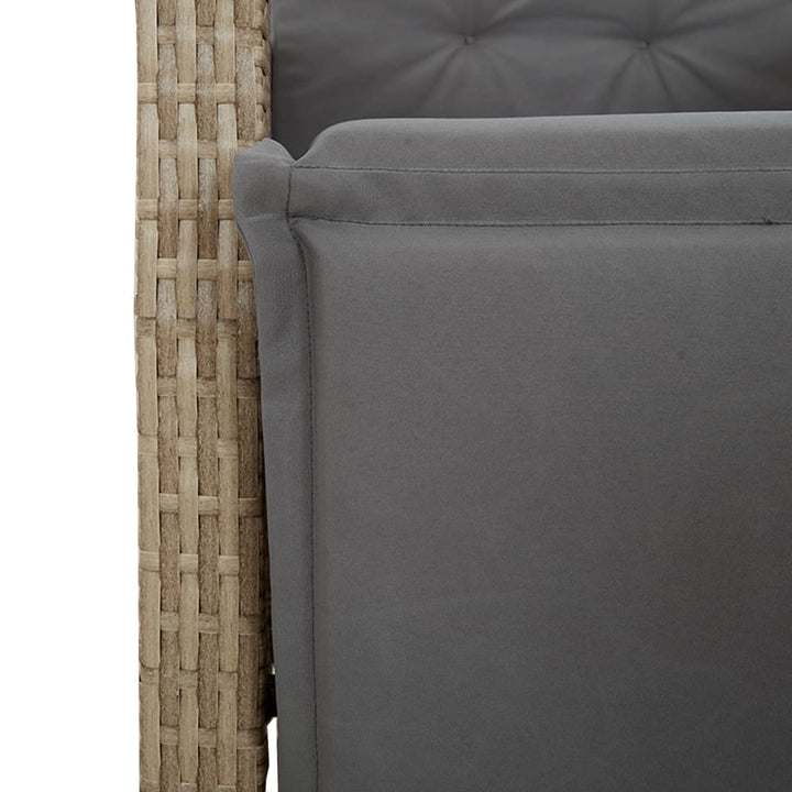havestole 2 stk. lænefunktion og fodstøtte polyrattan beige
