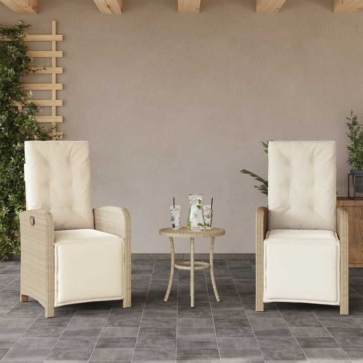 bistrosæt til haven 3 dele med hynder polyrattan beige
