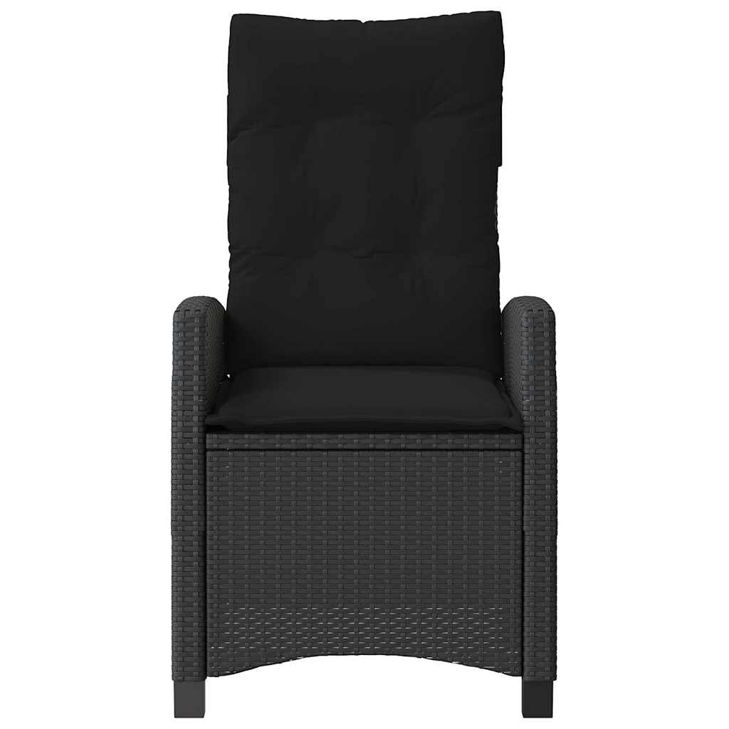 havestol med hynder justerbart ryglæn polyrattan sort