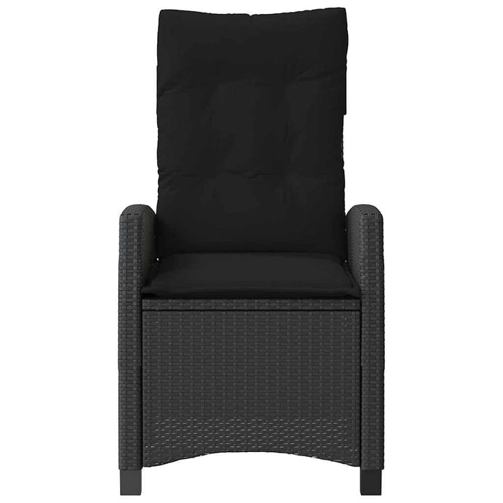 havestol med hynder justerbart ryglæn polyrattan sort