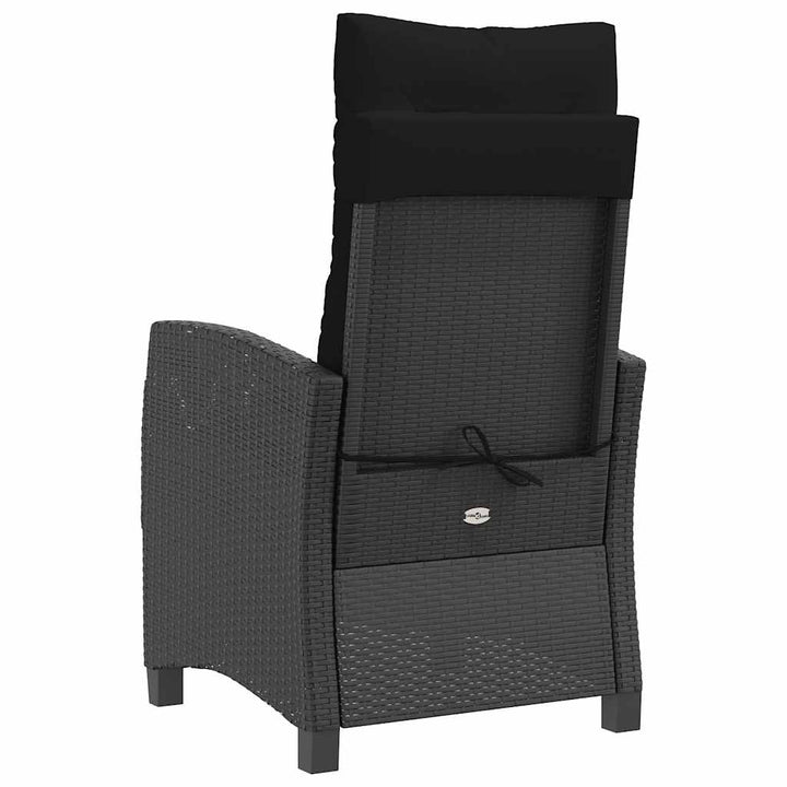 havestol med hynder justerbart ryglæn polyrattan sort
