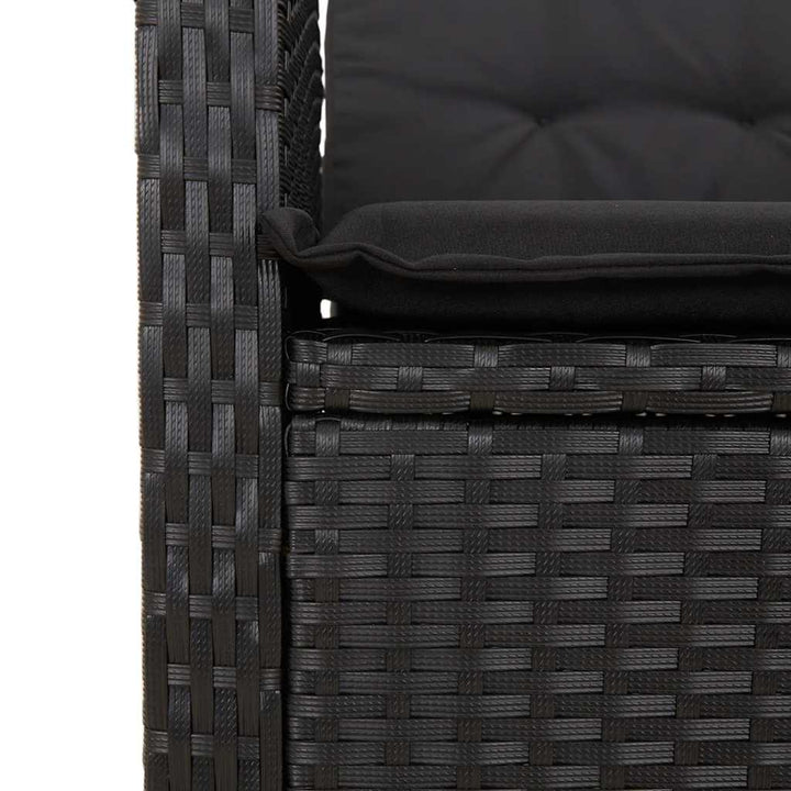 havestol med hynder justerbart ryglæn polyrattan sort