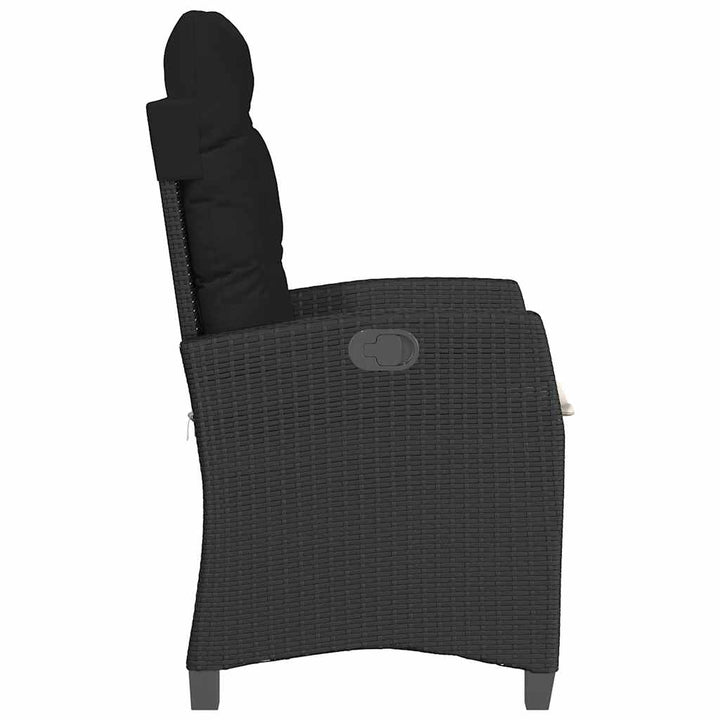 havestole med hynder 2 stk. justerbart ryglæn polyrattan sort