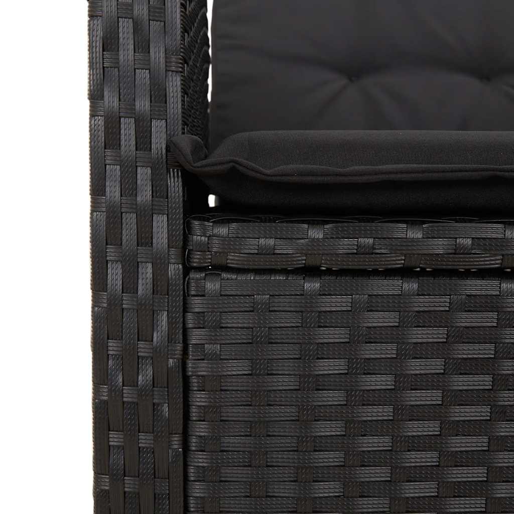 havestole med hynder 2 stk. justerbart ryglæn polyrattan sort