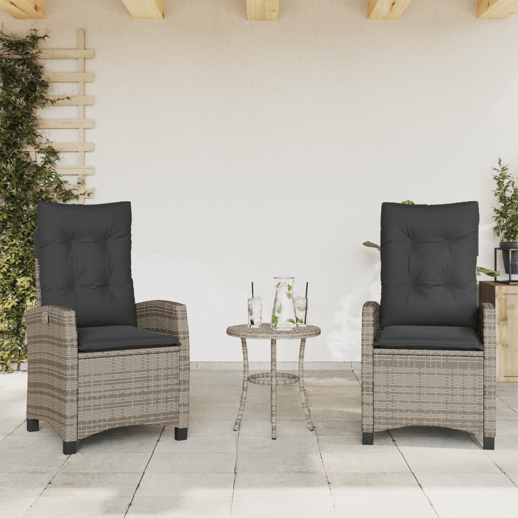 havelænestole 2 stk. med hynder polyrattan grå