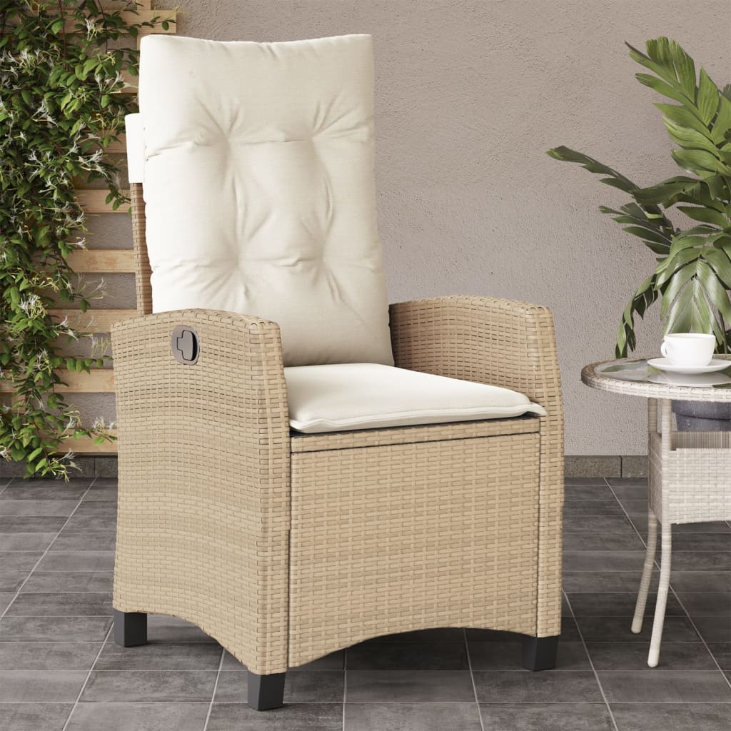 havestole 2 stk. med lænefunktion og hynder polyrattan beige
