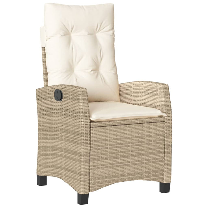 havestole 2 stk. med lænefunktion og hynder polyrattan beige