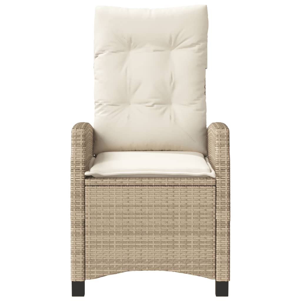 havestole 2 stk. med lænefunktion og hynder polyrattan beige