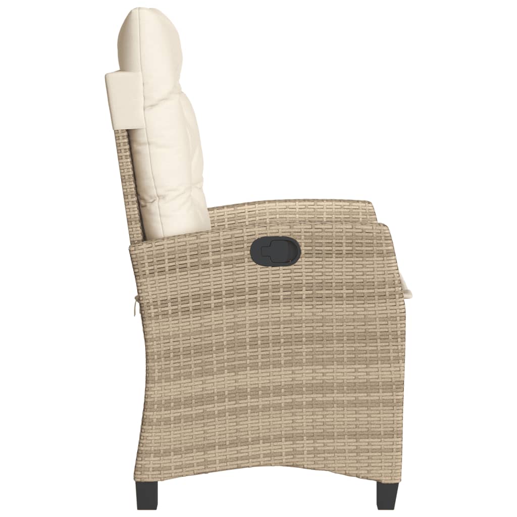 havestole 2 stk. med lænefunktion og hynder polyrattan beige