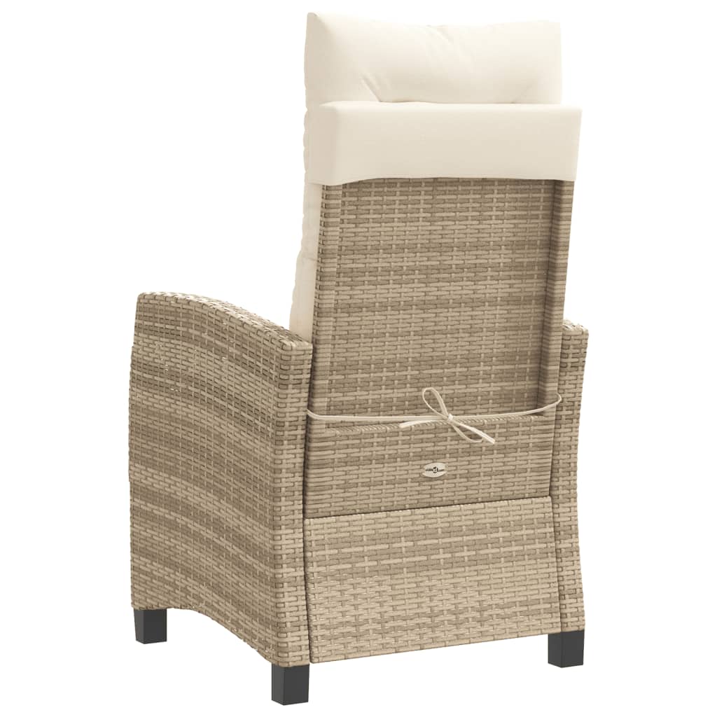 havestole 2 stk. med lænefunktion og hynder polyrattan beige