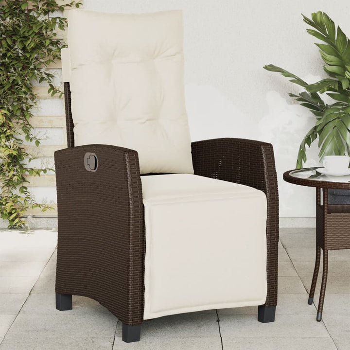 havestol med lænefunktion og fodstøtte polyrattan brun