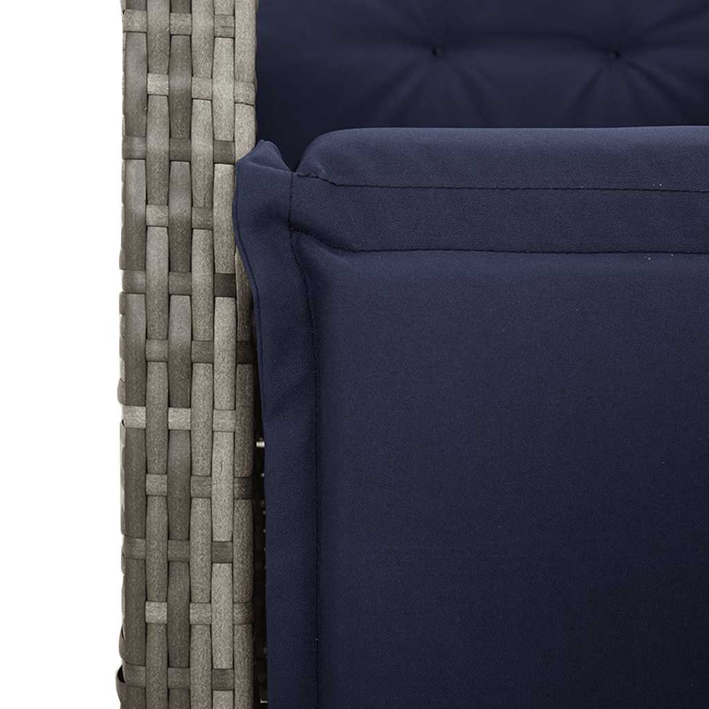 havestol med justerbart ryglæn og fodstøtte polyrattan grå