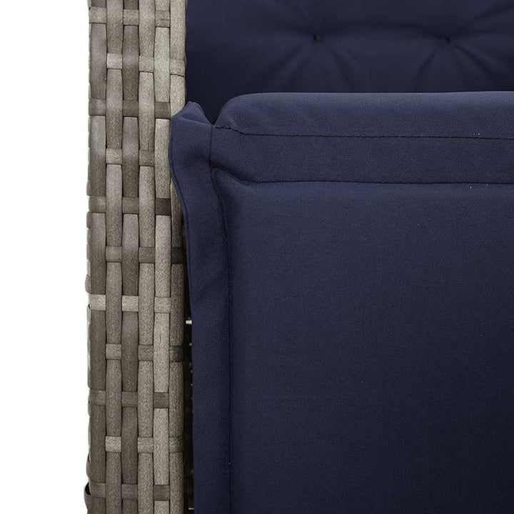 havestol med justerbart ryglæn og fodstøtte polyrattan grå