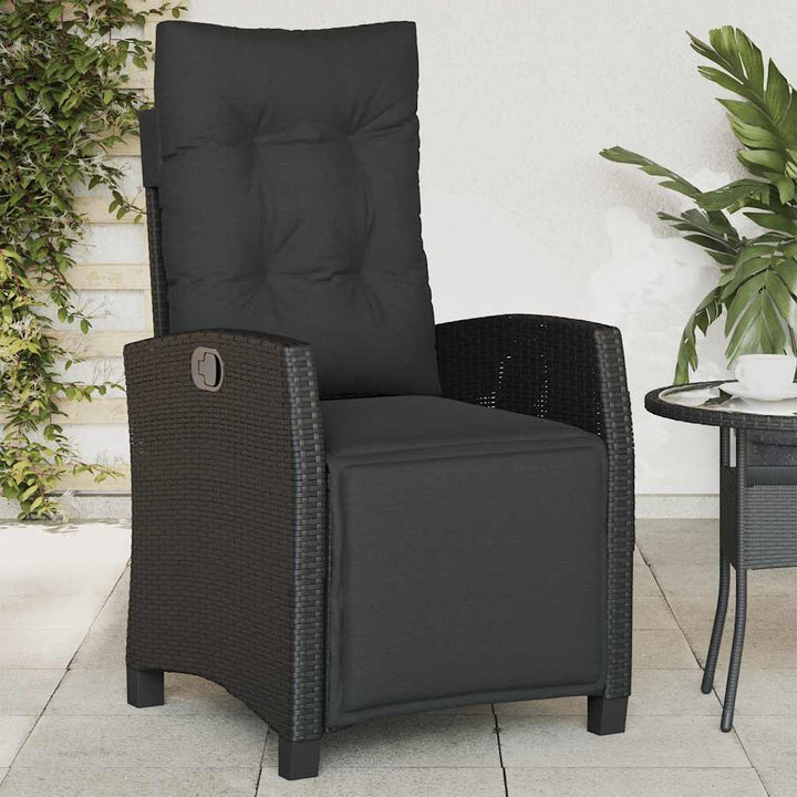 havestole 2 stk. med lænefunktion og fodstøtte polyrattan sort