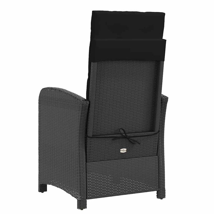 havestole 2 stk. med lænefunktion og fodstøtte polyrattan sort