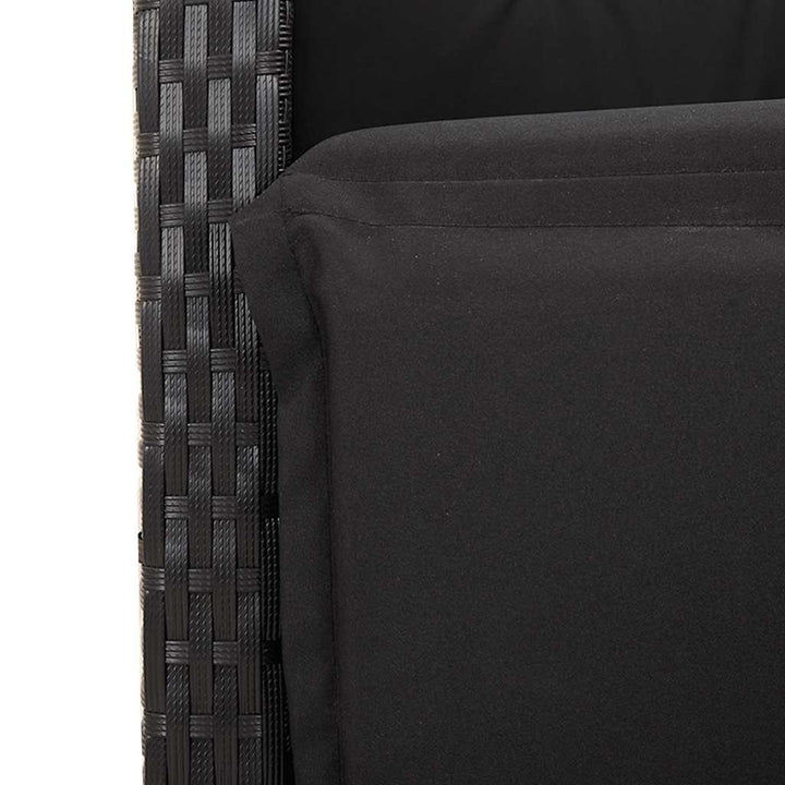 havestole 2 stk. med lænefunktion og fodstøtte polyrattan sort