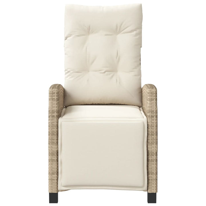havestole 2 stk. med lænefunktion og fodstøtte polyrattan beige