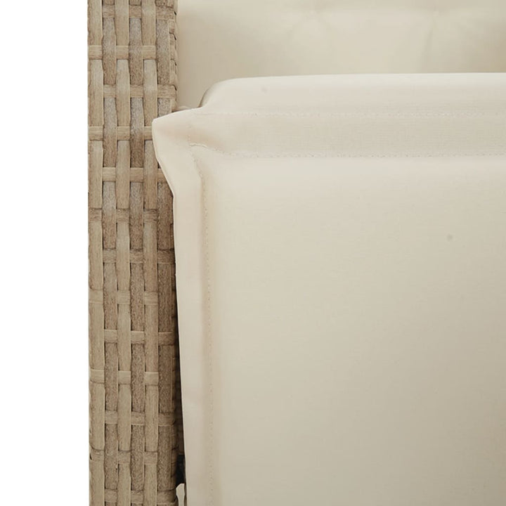 havestole 2 stk. med lænefunktion og fodstøtte polyrattan beige