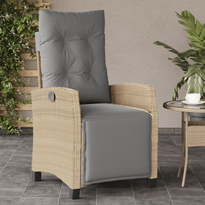 havestole 2 stk. lænefunktion og fodstøtte polyrattan beige
