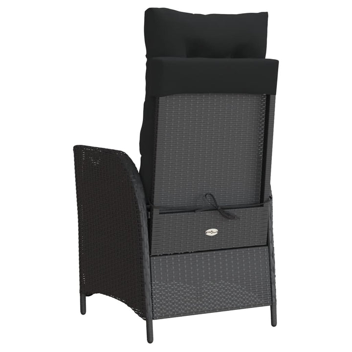 havestol med hynder justerbart ryglæn polyrattan sort